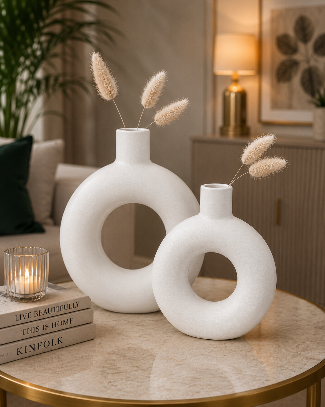 Nordic Ceramic Donut Vase Set