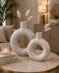 Nordic Ceramic Donut Vase Set