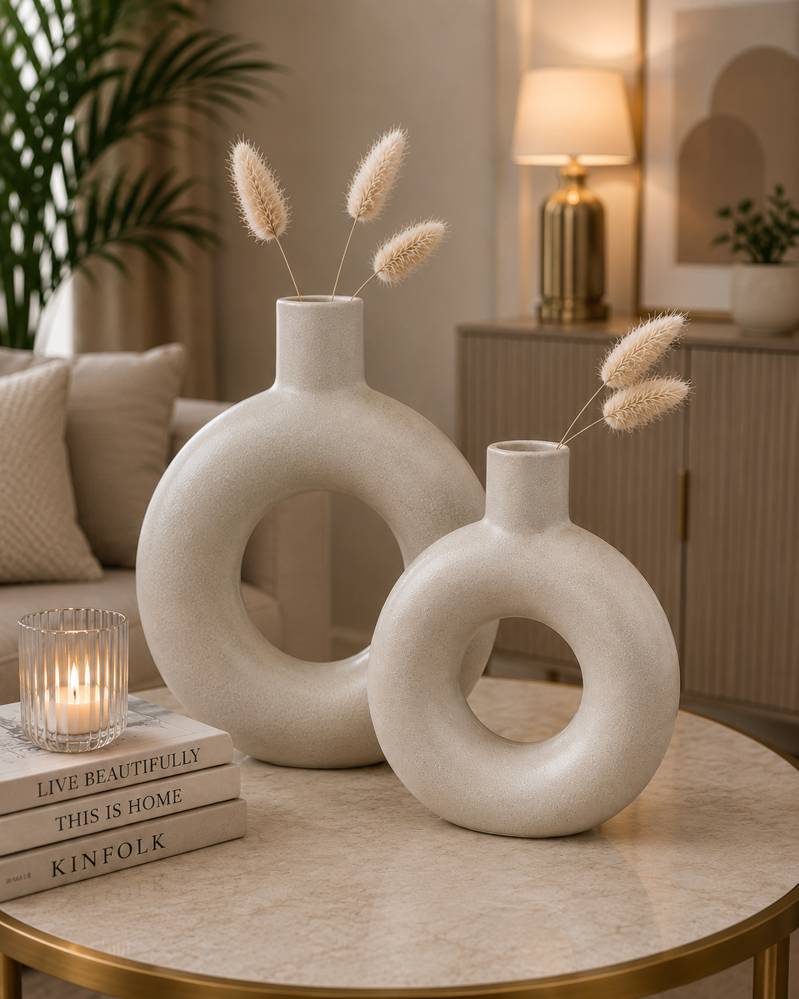 Nordic Ceramic Donut Vase Set