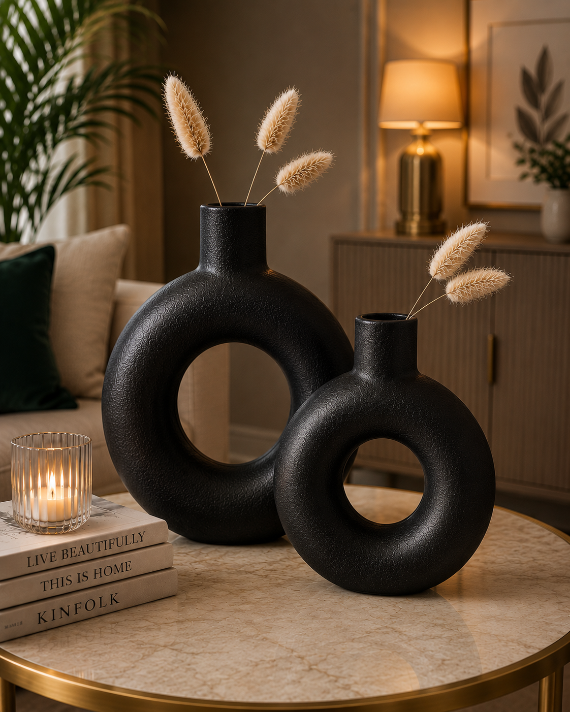 Nordic Ceramic Donut Vase Set
