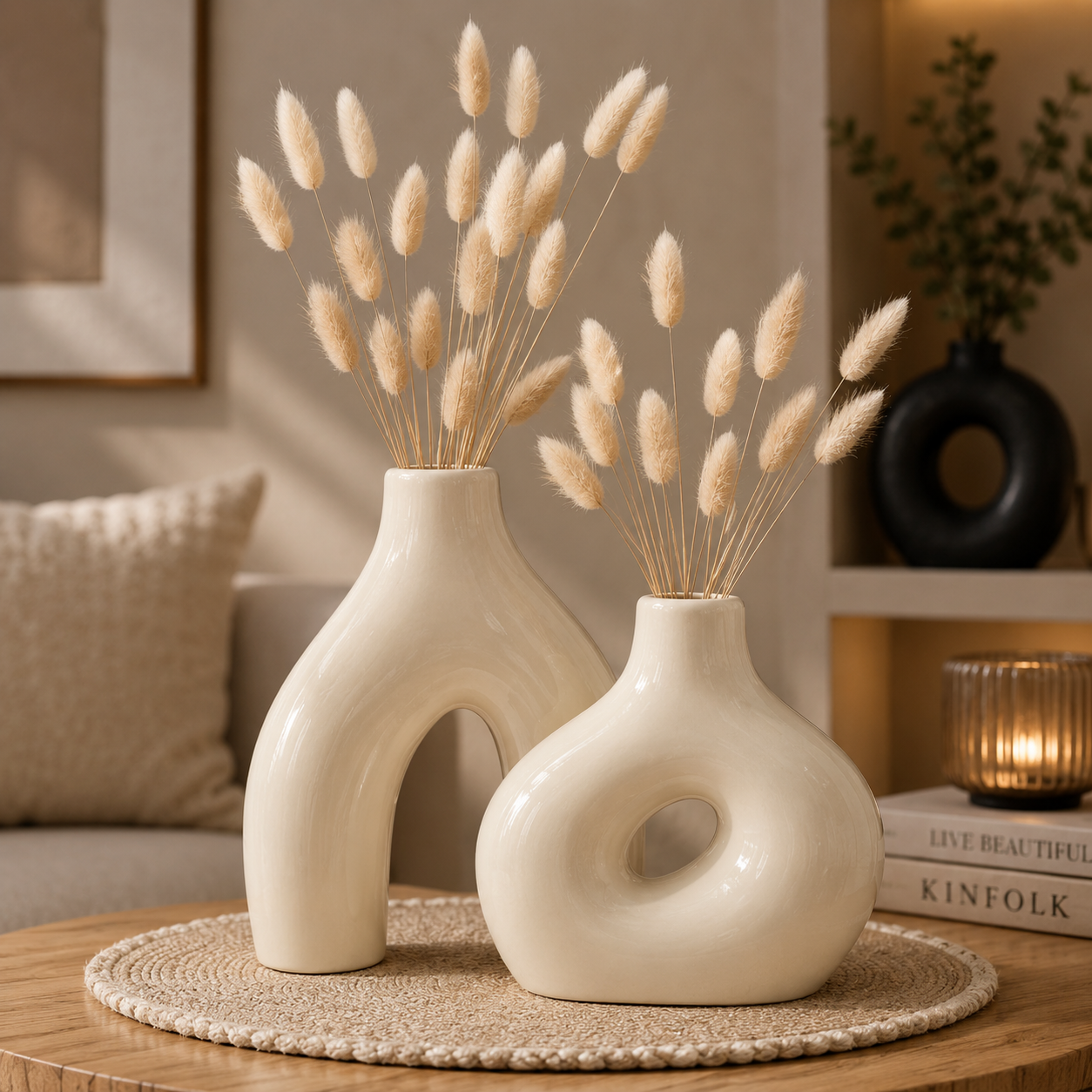 Lot de 2 Vases Design en Céramique – Style Nordique