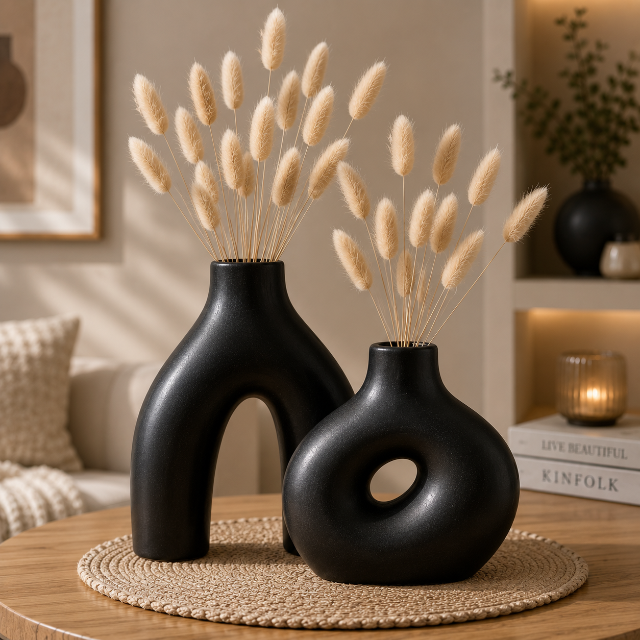 Lot de 2 Vases Design en Céramique – Style Nordique