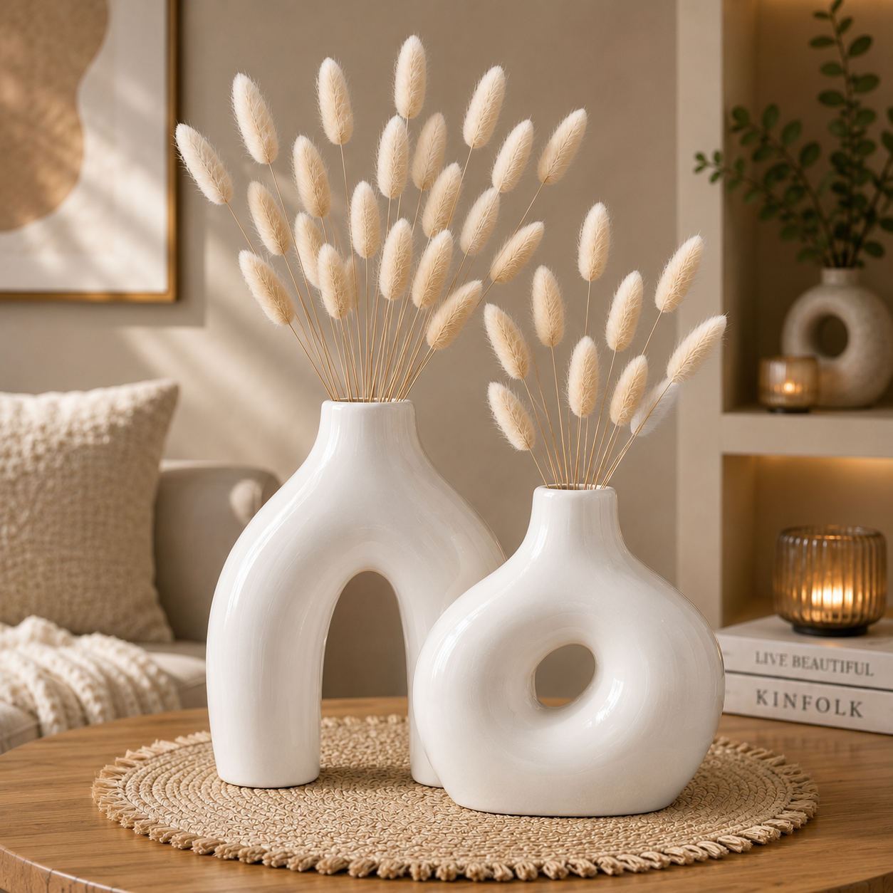 Lot de 2 Vases Design en Céramique – Style Nordique
